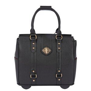 EXECUTIVE Black Rolling Briefcase for Women, Laptop Bag for Women Work Tote